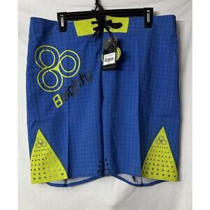NWT 8eighty Hurricane Mens P-D880 Blue Board Shorts Swimming‎ Trunks Size 34